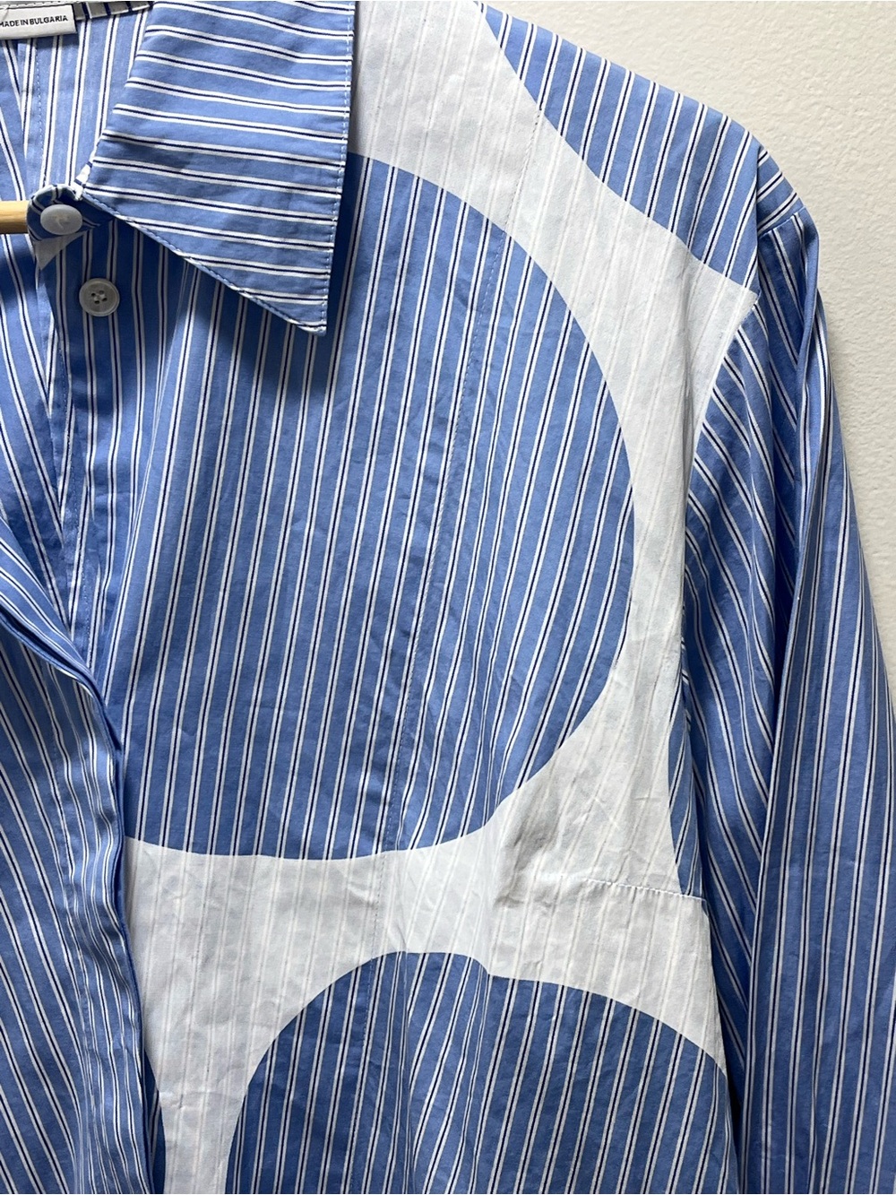 Stella McCartney Blue Stripe Abstract Print Shirt Sz 42/US 8 - Picture 5 of 12